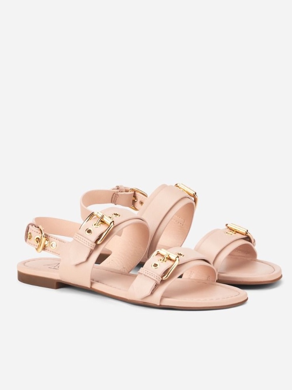 $475 AGL ITALY SUMMER MULTI BUCKLE SANDALS POWDER PINK 38/ 7.5